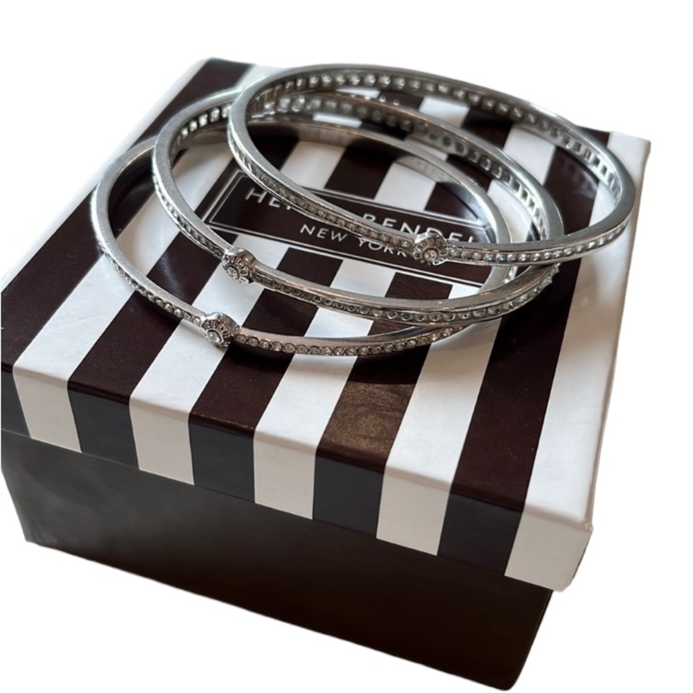 Henri Bendel Women’s Dark Gray Metal Bangle Bracelets With Crystals. Two Of Them - Picture 7 of 8